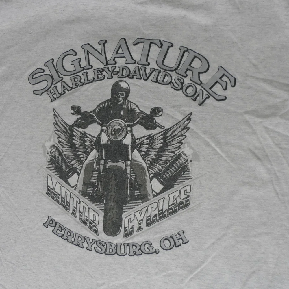 Harley-Davidson Mens T-Shirt XL Gray Perrysburg Ohio Biker Moto Tee Americana